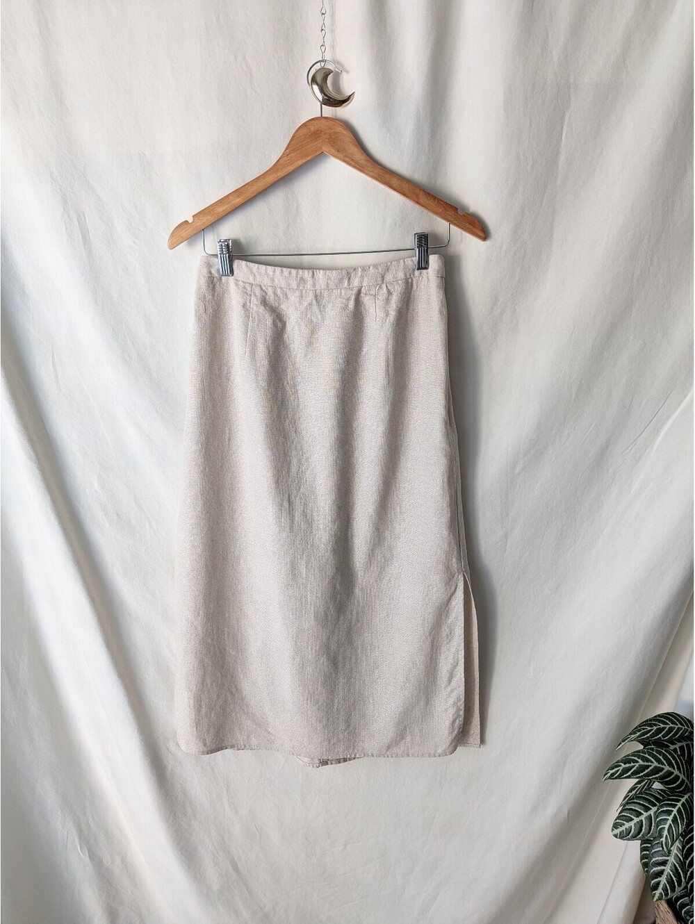 Old Navy Women's Beige Linen Rayon Blend Midi Skirt Size Small